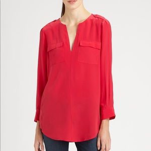 Joie red Marlo silk tunic top